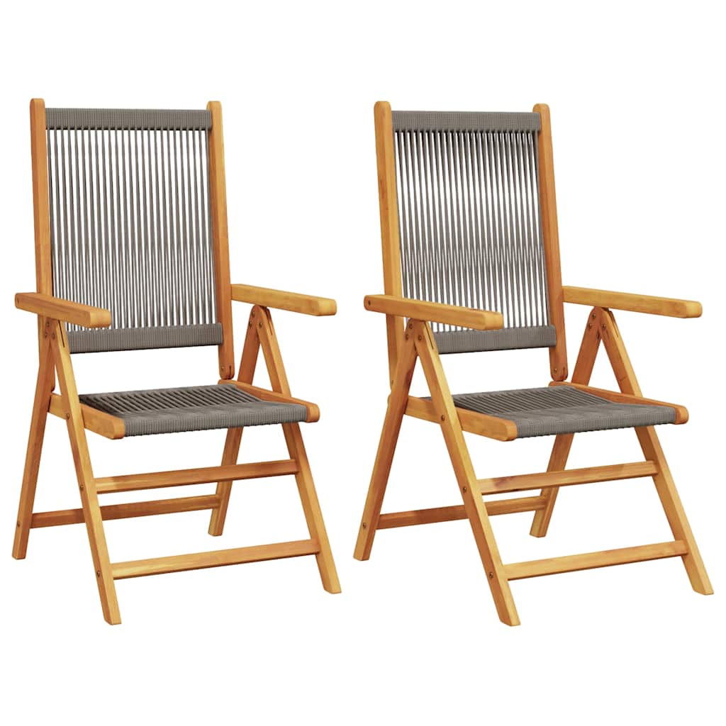 Folding Chairs 2 pcs Grey Solid Wood Acacia and Polypropylene