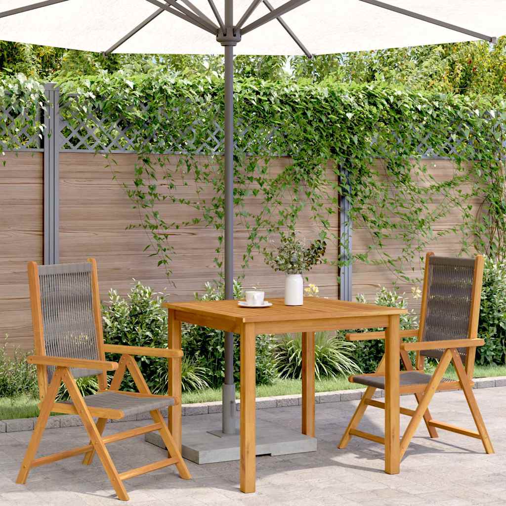 Folding Chairs 2 pcs Grey Solid Wood Acacia and Polypropylene