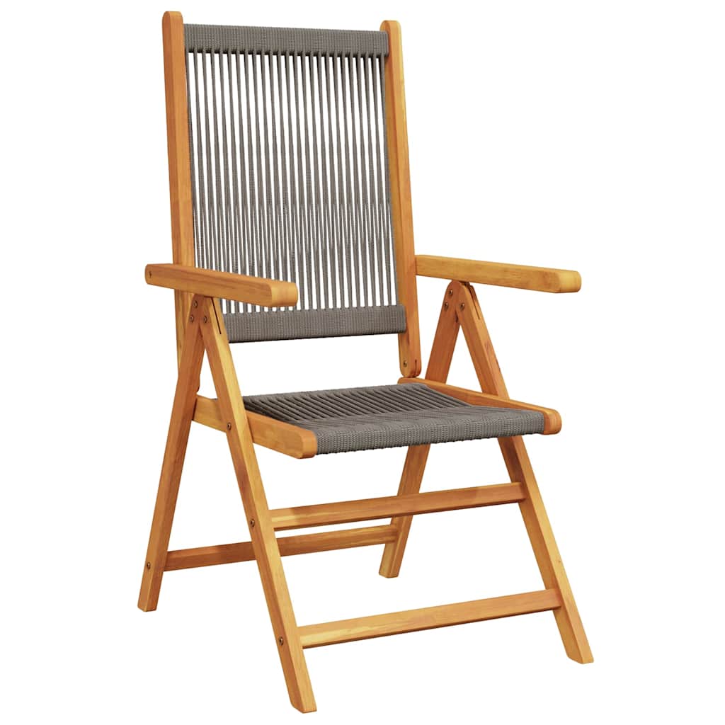 Folding Chairs 2 pcs Grey Solid Wood Acacia and Polypropylene