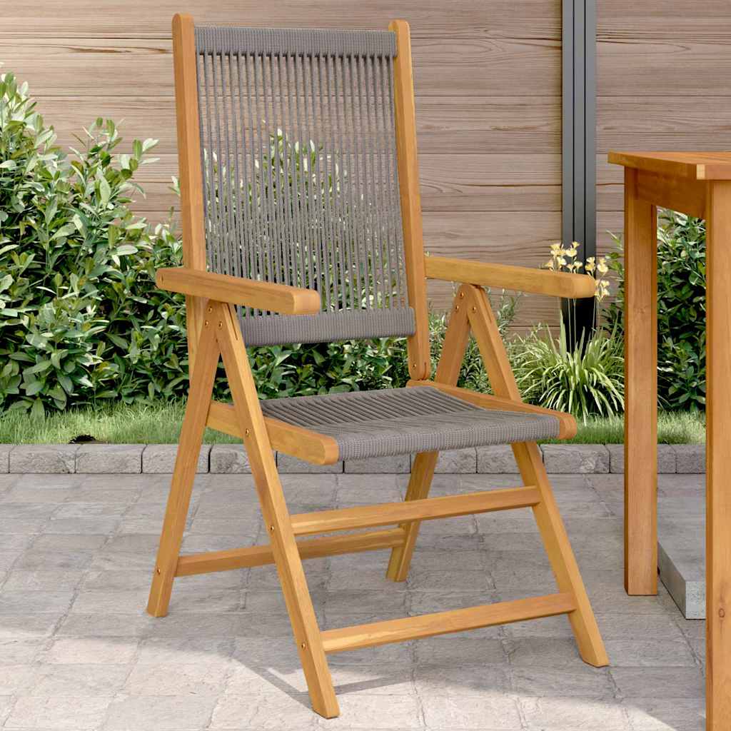 Folding Chairs 2 pcs Grey Solid Wood Acacia and Polypropylene