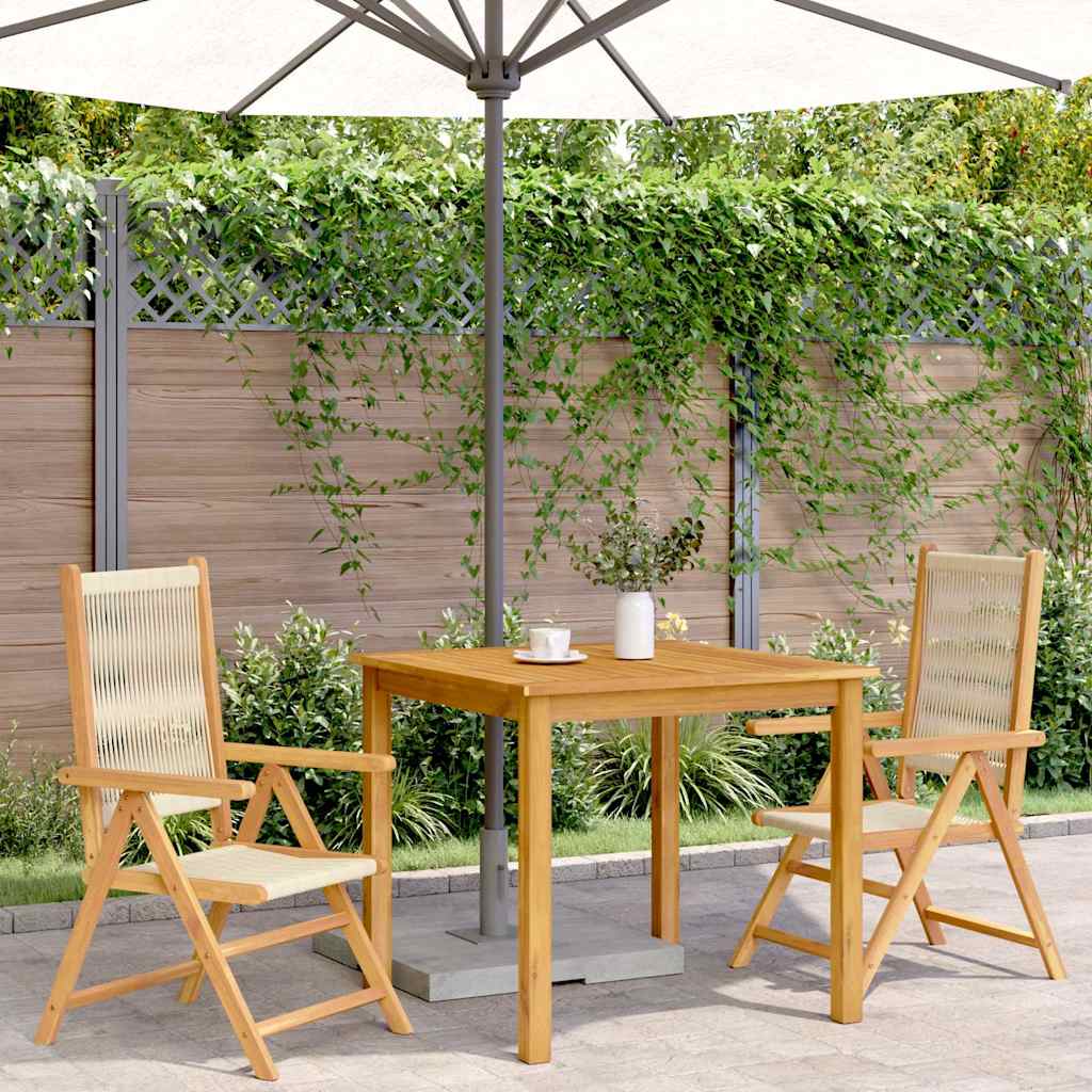 Folding Chairs 2 pcs Beige Solid Wood Acacia and Polypropylene