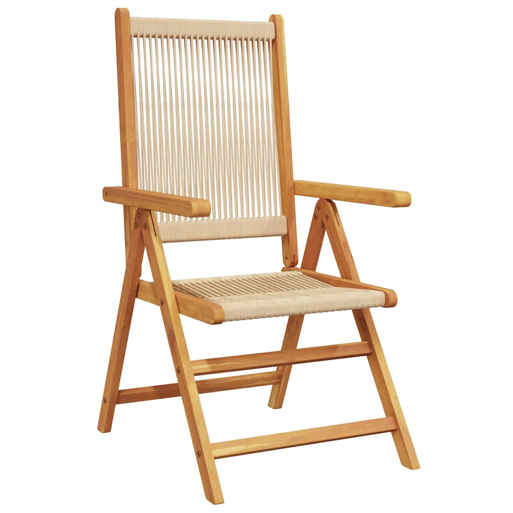 Folding Chairs 2 pcs Beige Solid Wood Acacia and Polypropylene