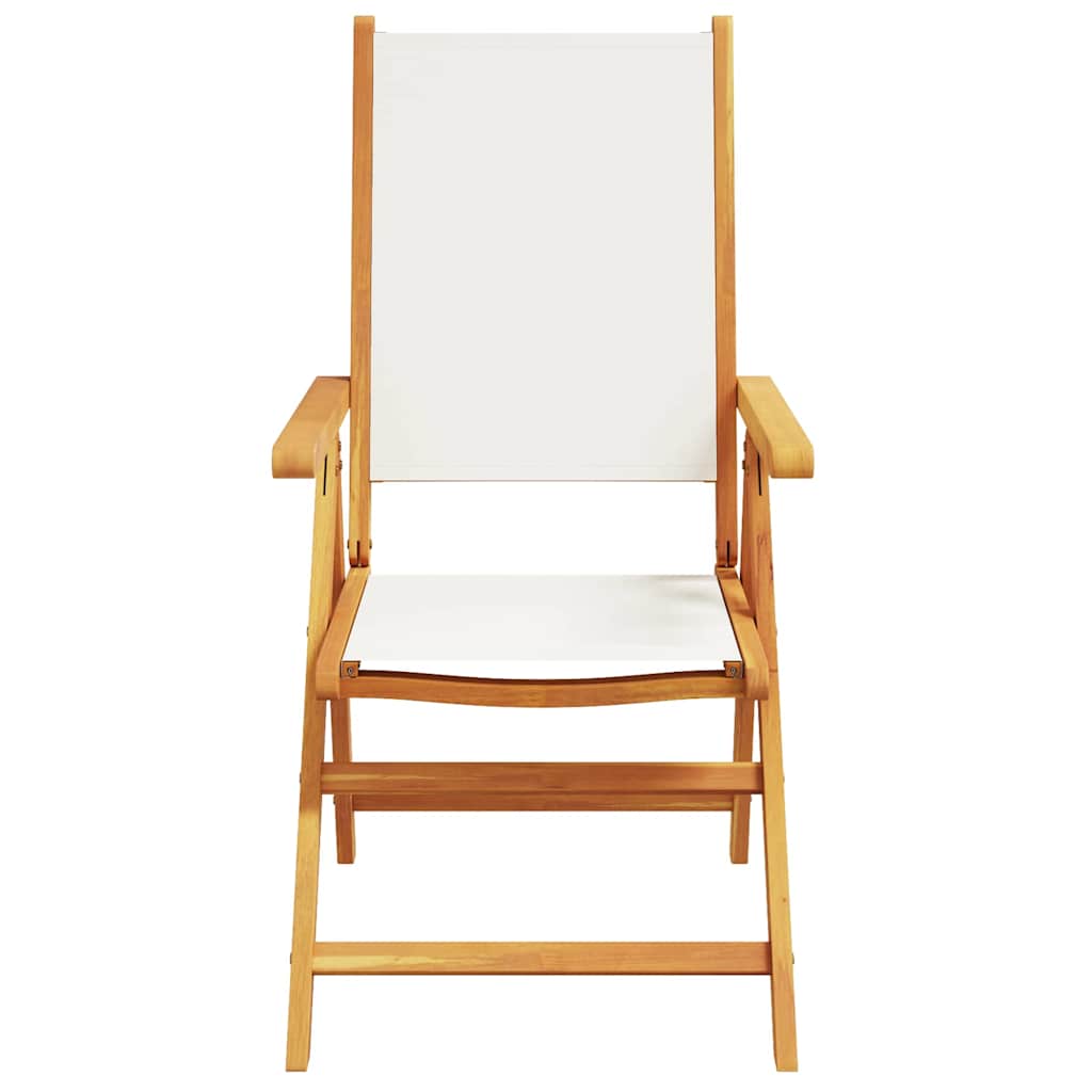 Folding Chairs 2 pcs Cream White Solid Wood Acacia and Fabric