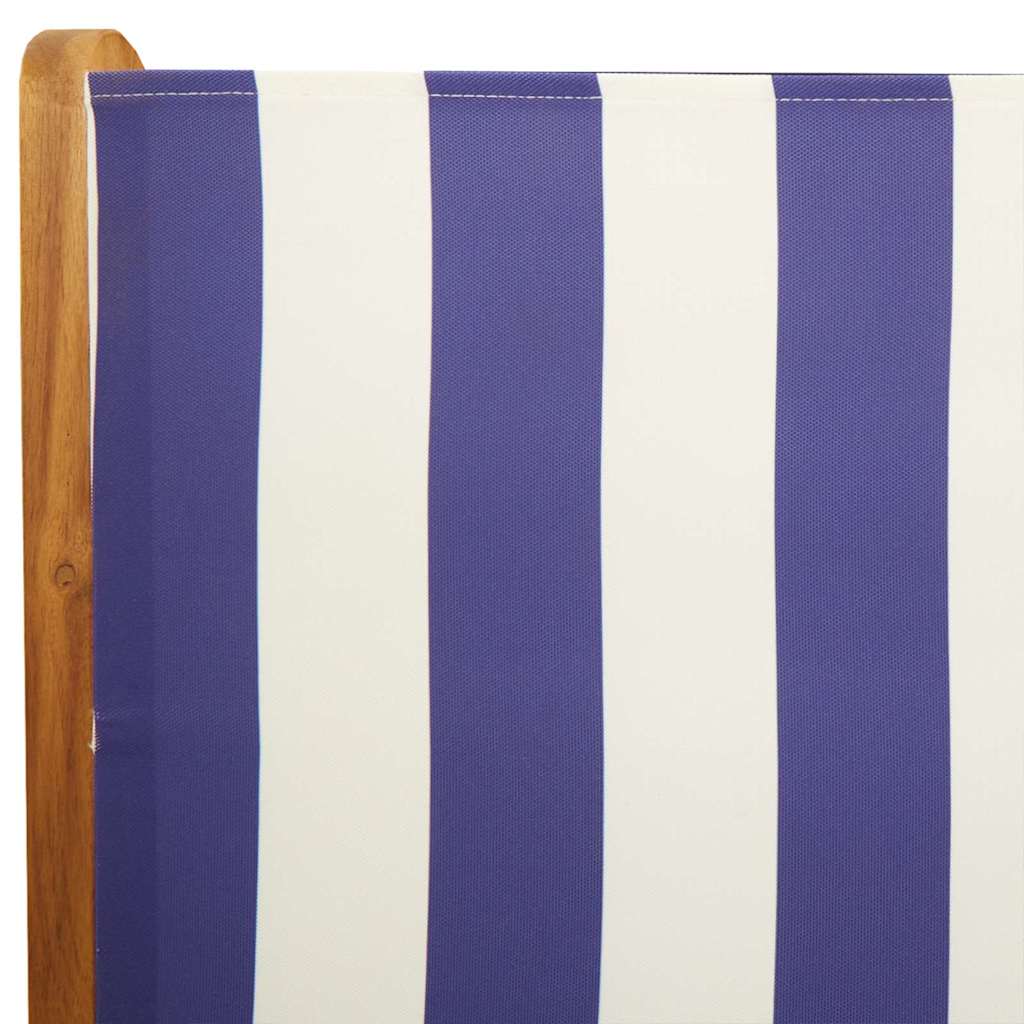 Folding Chairs 2 pcs Blue&White Solid Wood Acacia&Fabric
