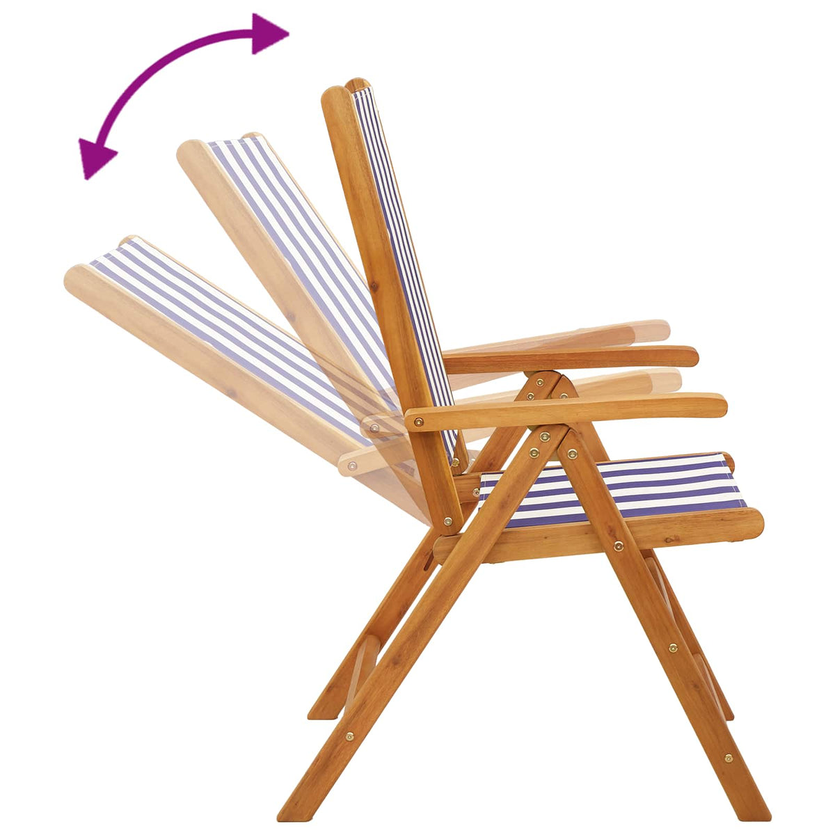 Folding Chairs 2 pcs Blue&White Solid Wood Acacia&Fabric