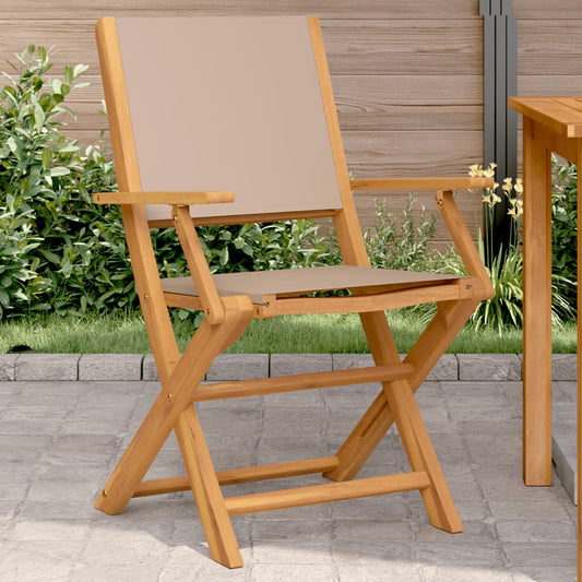 vidaXL Garden Chairs 2 pcs Taupe Solid Wood Acacia and Fabric
