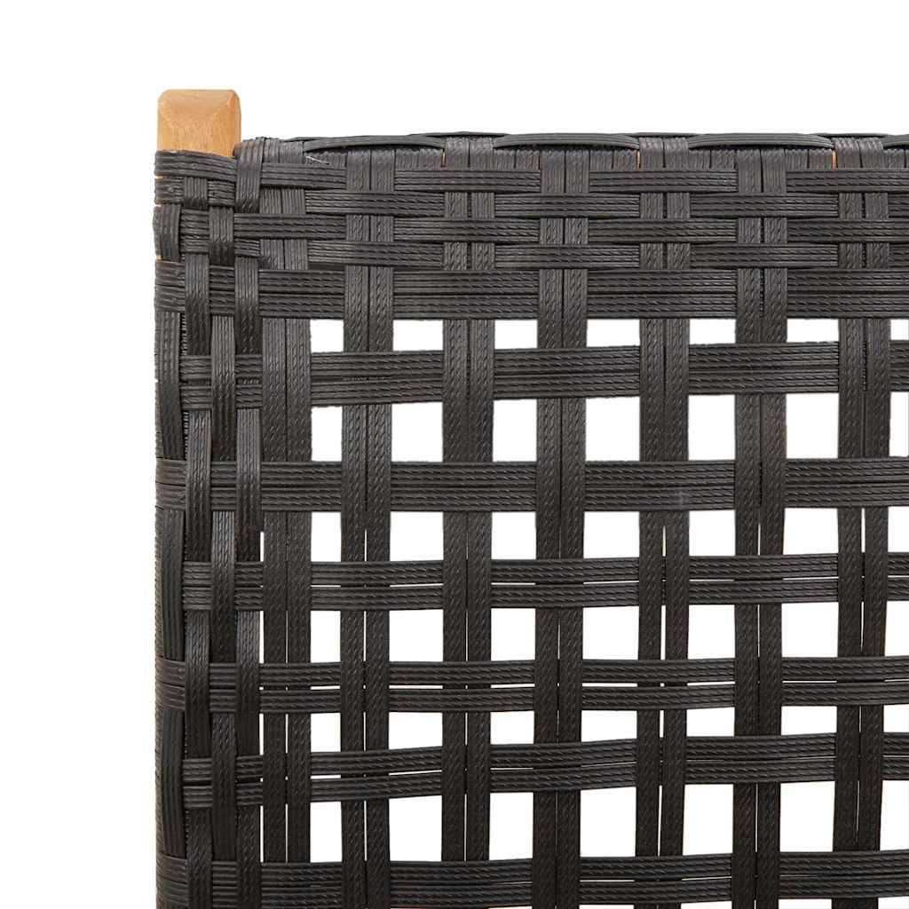 Folding Chairs 2 pcs Black Solid Wood Acacia and Poly Rattan