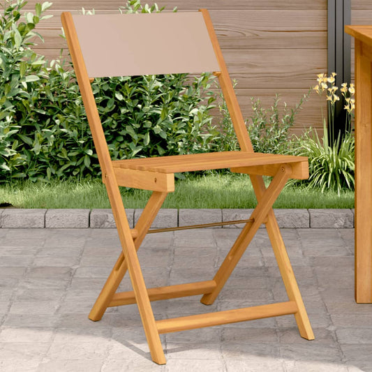 Folding Chairs 2 pcs Taupe Solid Wood Acacia and Fabric