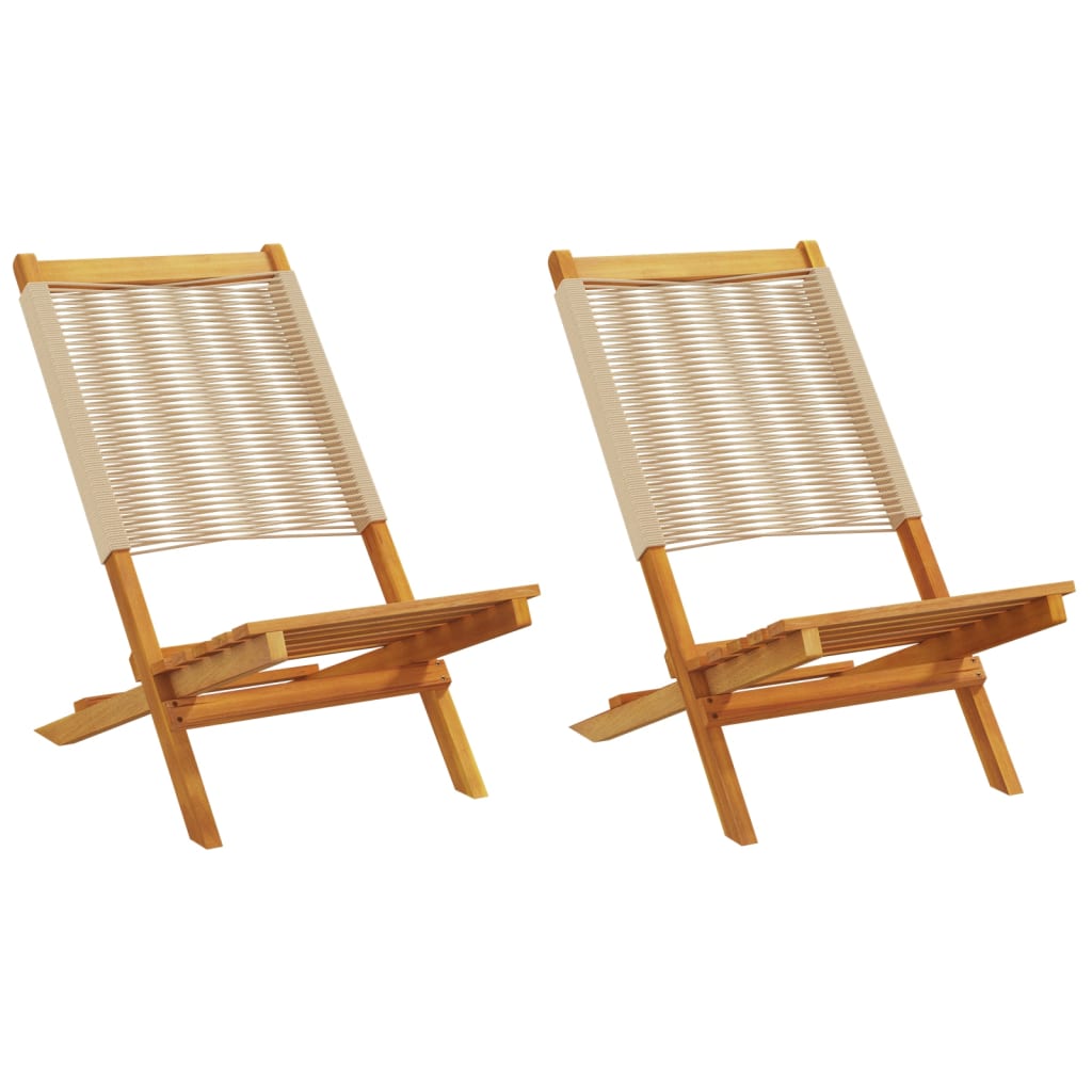 Garden Chairs 2 pcs Beige Solid Wood Acacia and Polypropylene