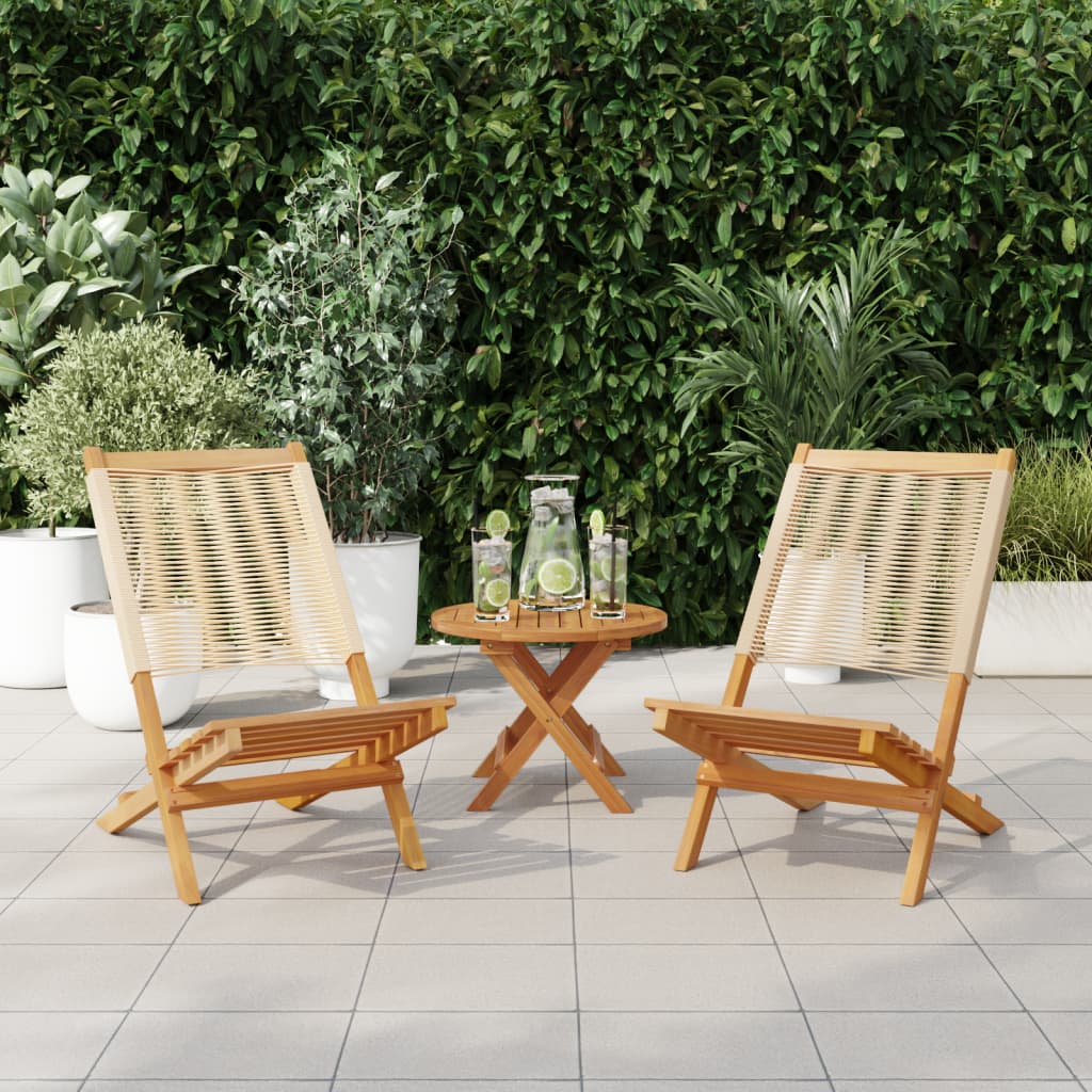 Garden Chairs 2 pcs Beige Solid Wood Acacia and Polypropylene