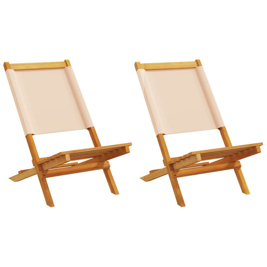 vidaXL Garden Chairs 2 pcs Beige Solid Wood Acacia and Fabric