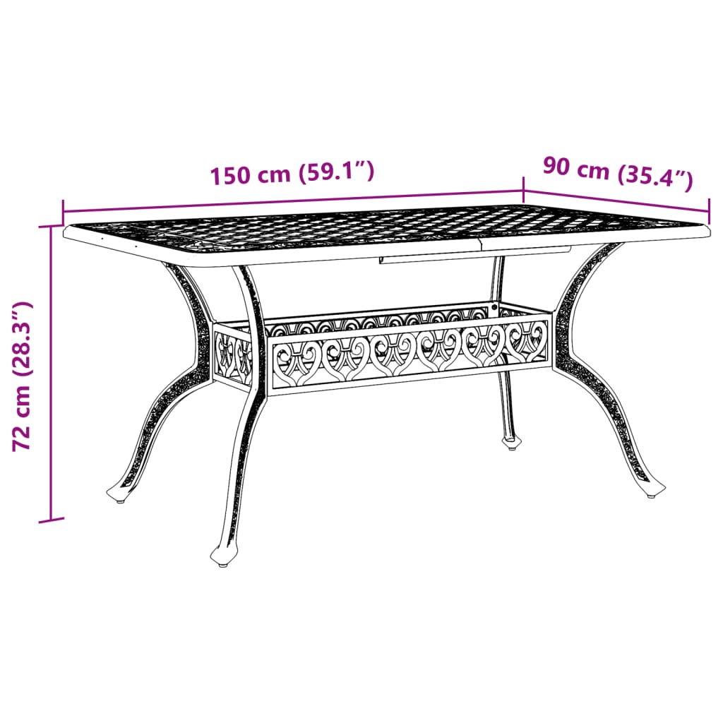 vidaXL Garden Table Green 150x90x72 cm Cast Aluminium