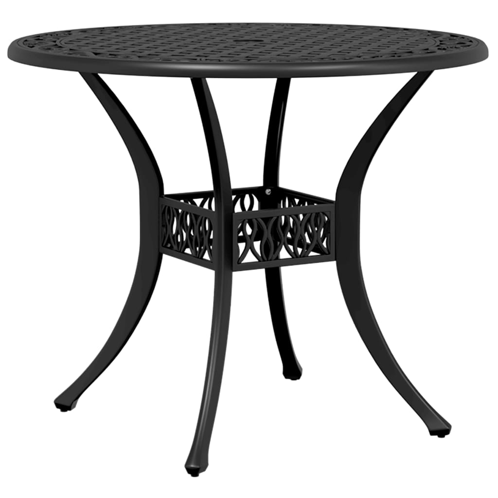 vidaXL Garden Table Black Ø90x75 cm Cast Aluminium