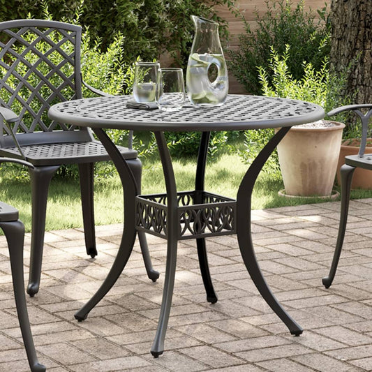 vidaXL Garden Table Black Ø90x75 cm Cast Aluminium