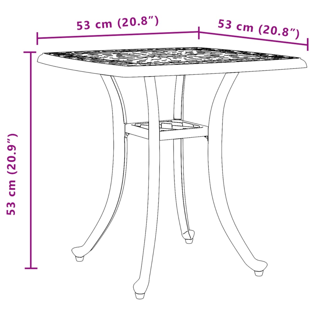 vidaXL Garden Table Bronze 53x53x53 cm Cast Aluminium