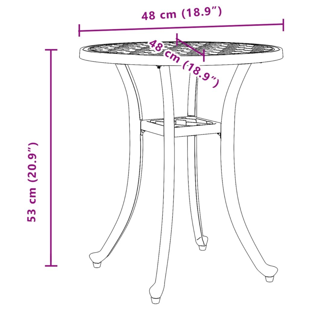 vidaXL Garden Table Bronze Ø48x53 cm Cast Aluminium