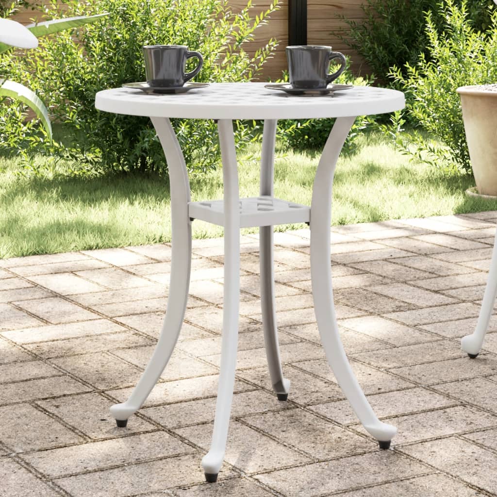 Garden Table White Ø48x53 cm Cast Aluminium