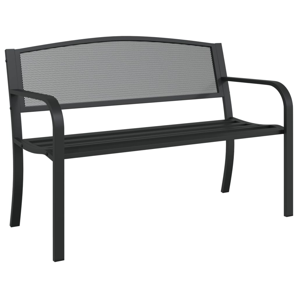 Garden Bench | Black | Powder-Coated Steel | Standard |  Durable