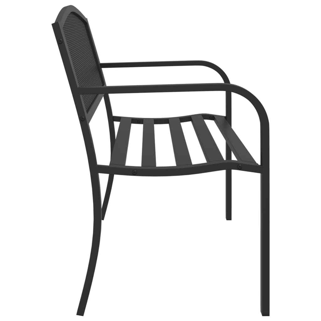 Garden Bench | Black | Powder-Coated Steel | Standard |  Durable