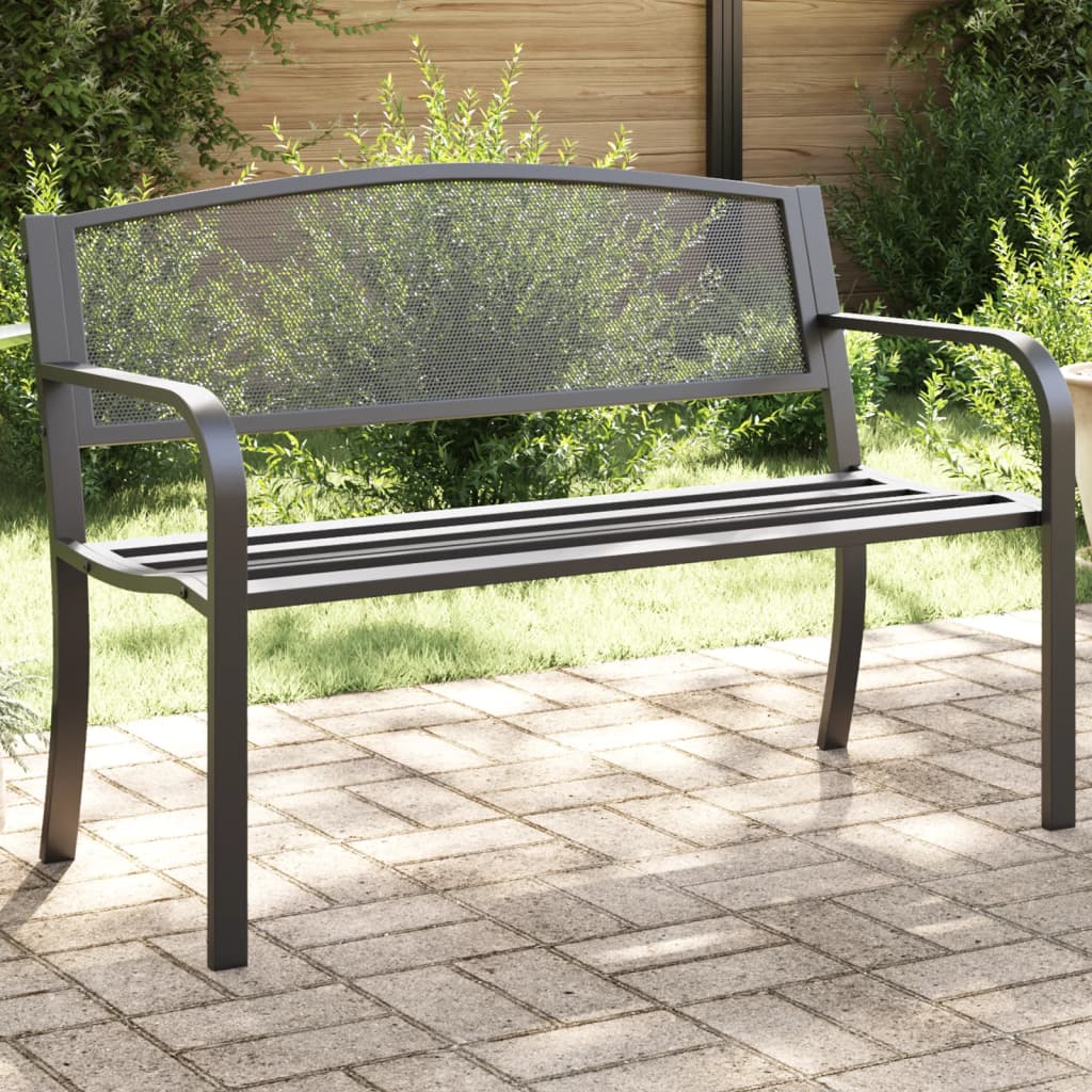 Garden Bench | Black | Powder-Coated Steel | Standard |  Durable