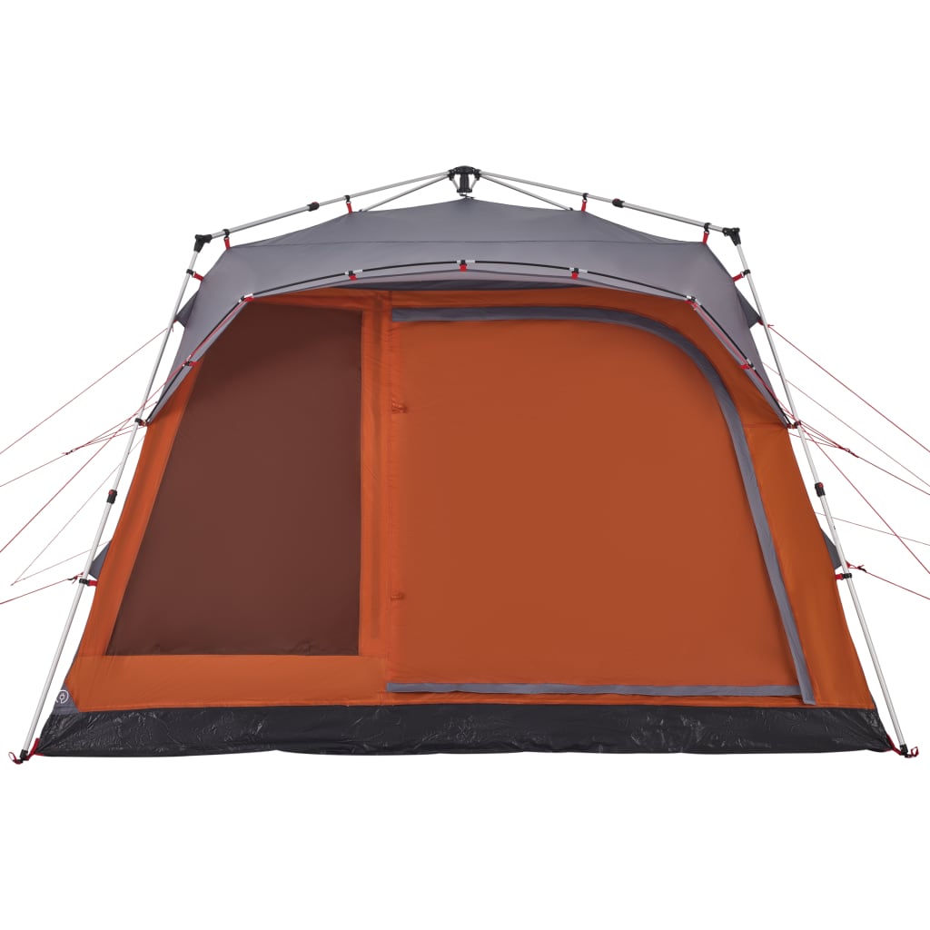 vidaXL Family Tent Cabin 7-Person Grey and Orange Quick Release