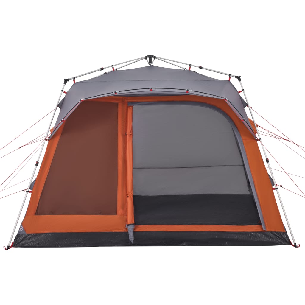 vidaXL Family Tent Cabin 7-Person Grey and Orange Quick Release