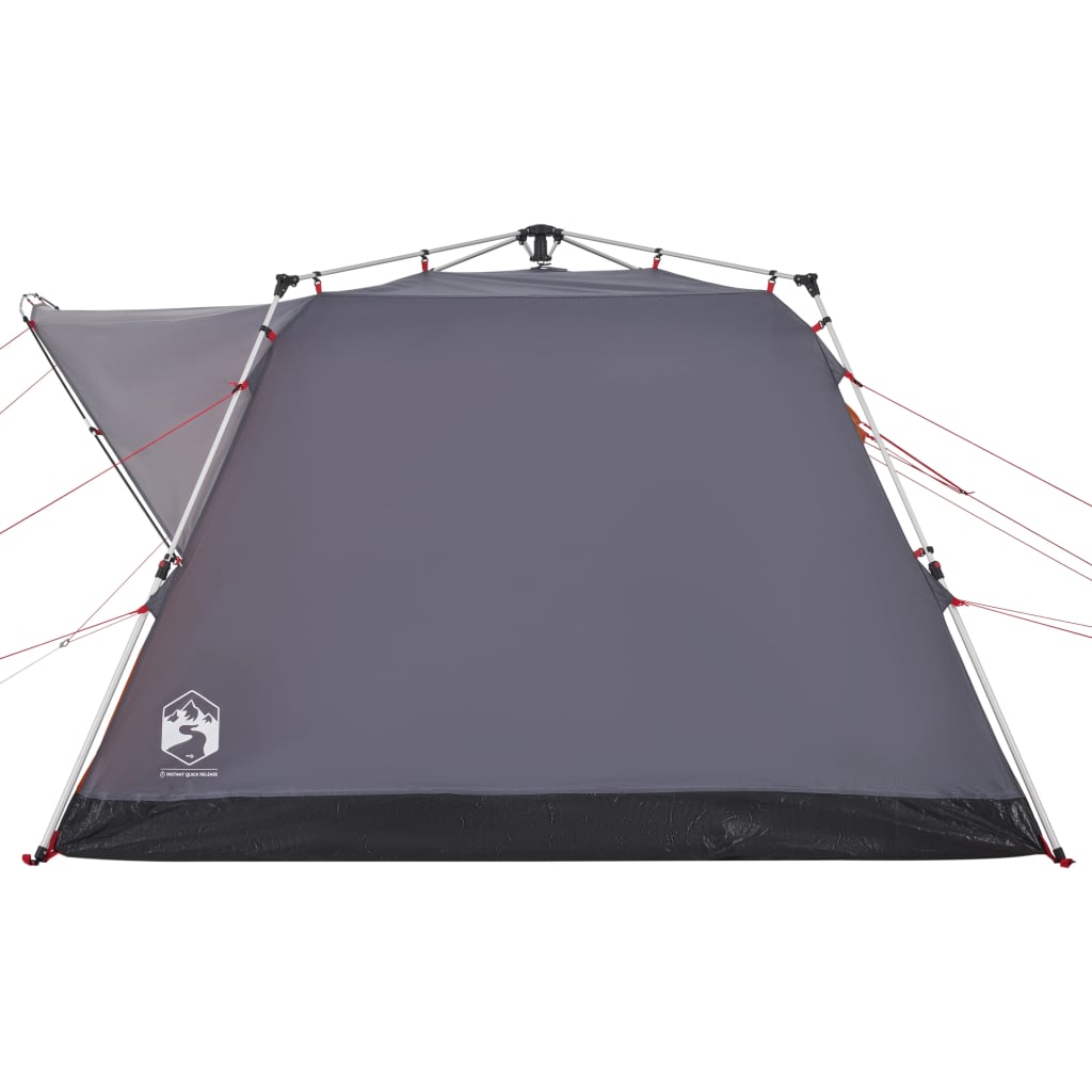 vidaXL Camping Tent Cabin 4-Person Grey and Orange Quick Release