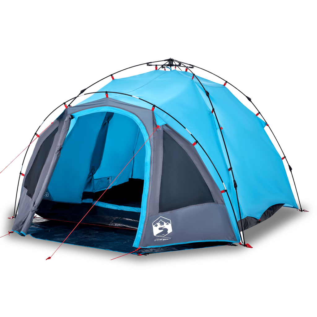 vidaXL Camping Tent Dome 3-Person Blue Quick Release