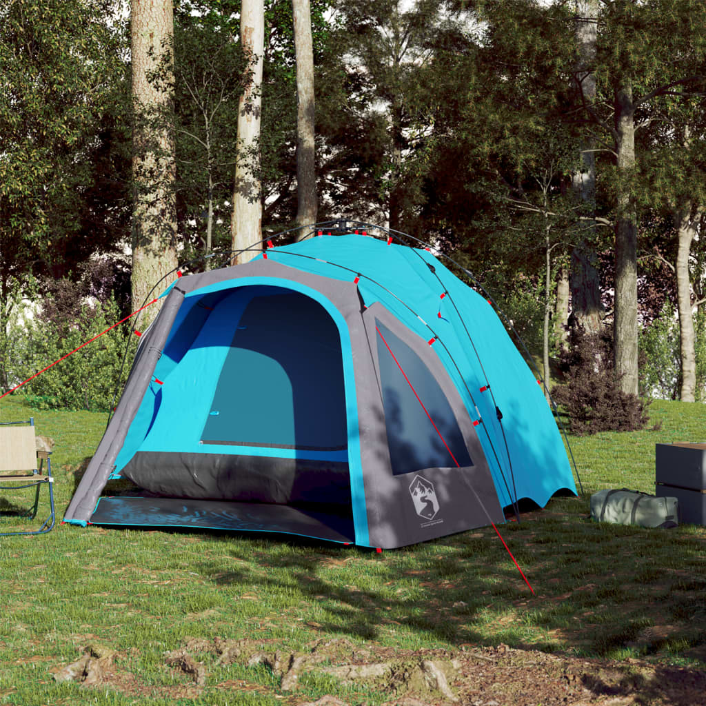 vidaXL Camping Tent Dome 3-Person Blue Quick Release