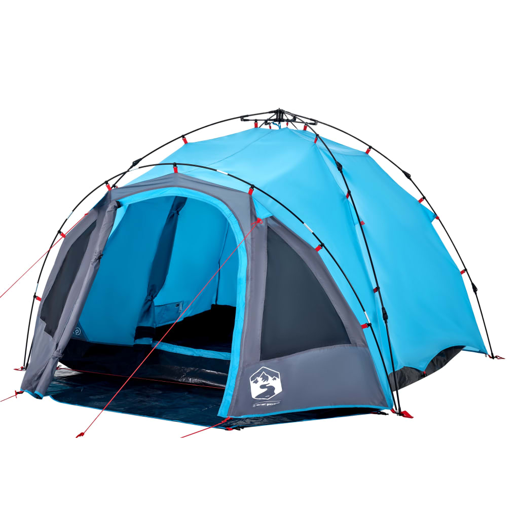 vidaXL Camping Tent Dome 3-Person Blue Quick Release