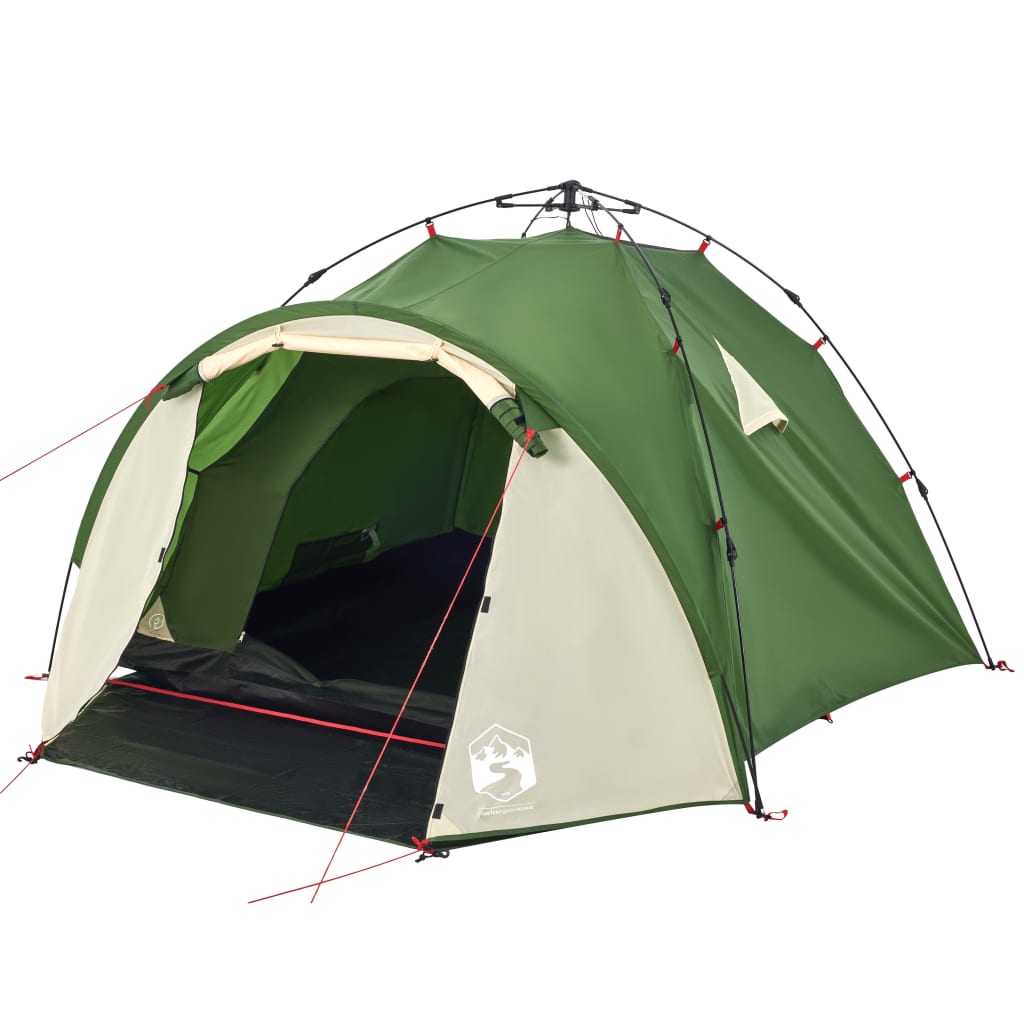 vidaXL Camping Tent Dome 3-Person Green Quick Release