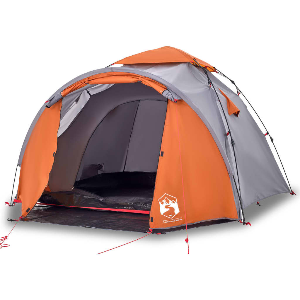 vidaXL Camping Tent Dome 3-Person Grey and Orange Quick Release