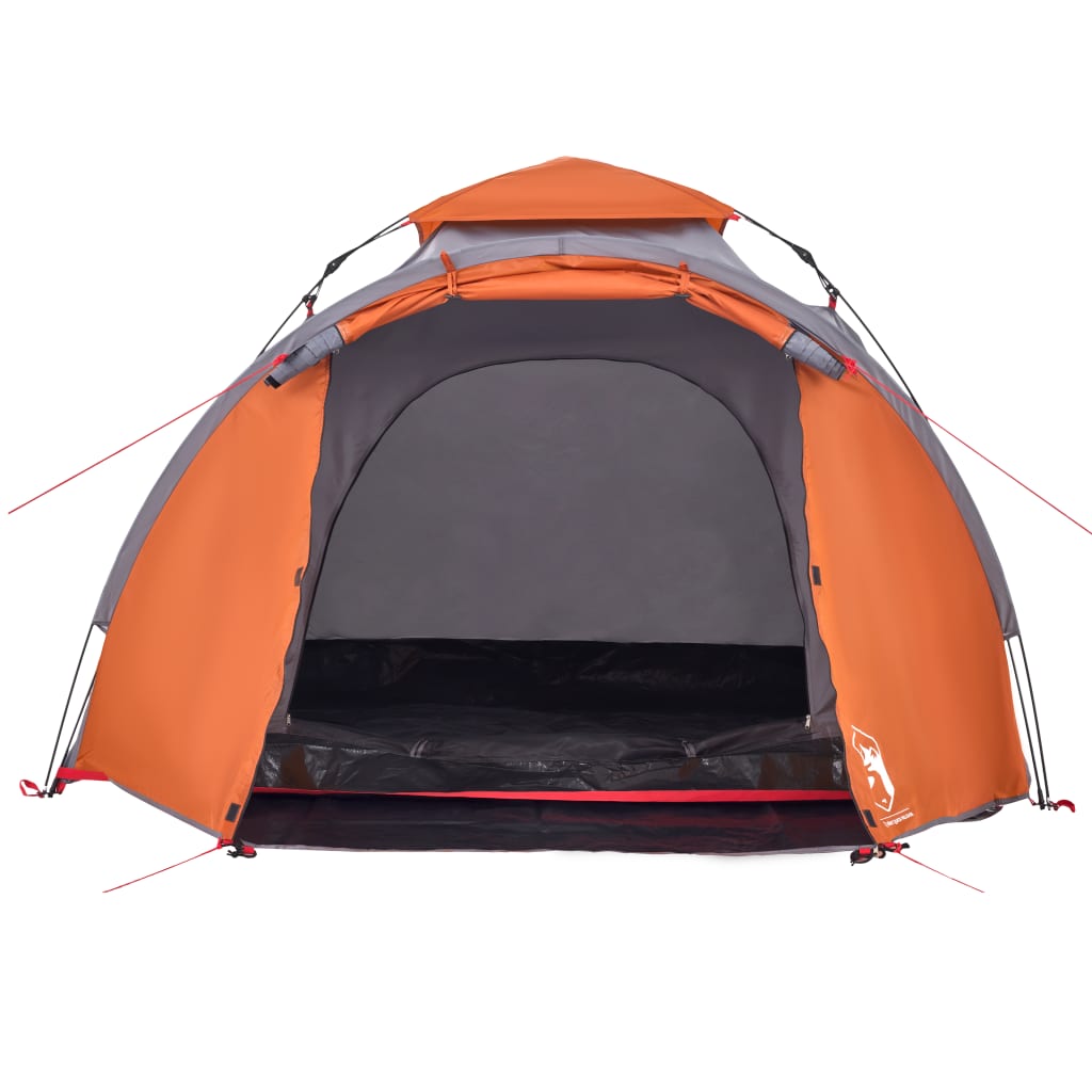 vidaXL Camping Tent Dome 3-Person Grey and Orange Quick Release