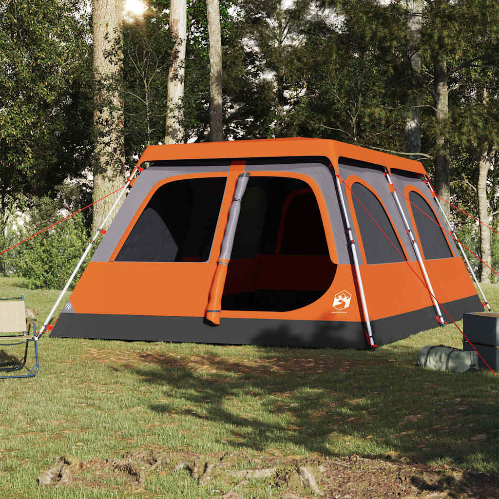 Family Tent Dome 8-Person Grey and Orange Quick Release
