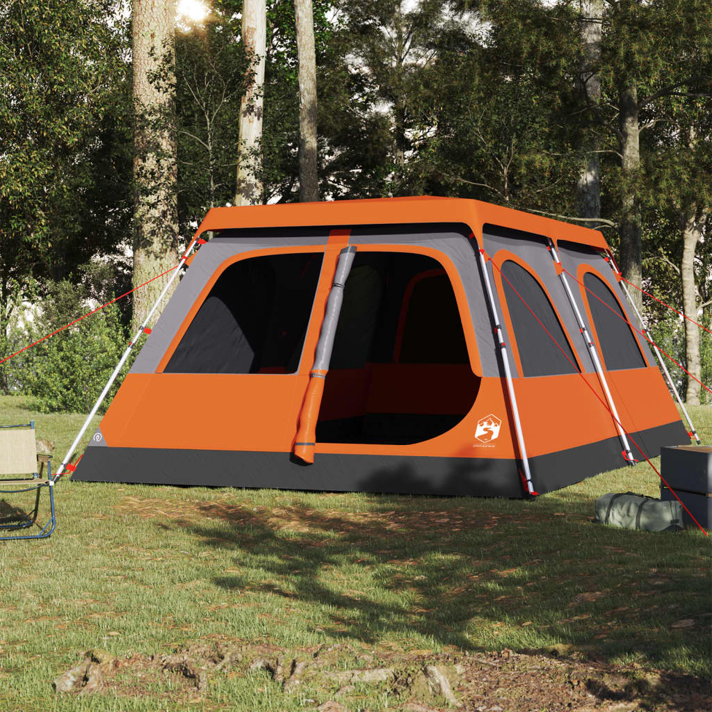 vidaXL Family Tent Dome 8-Person Grey and Orange Quick Release