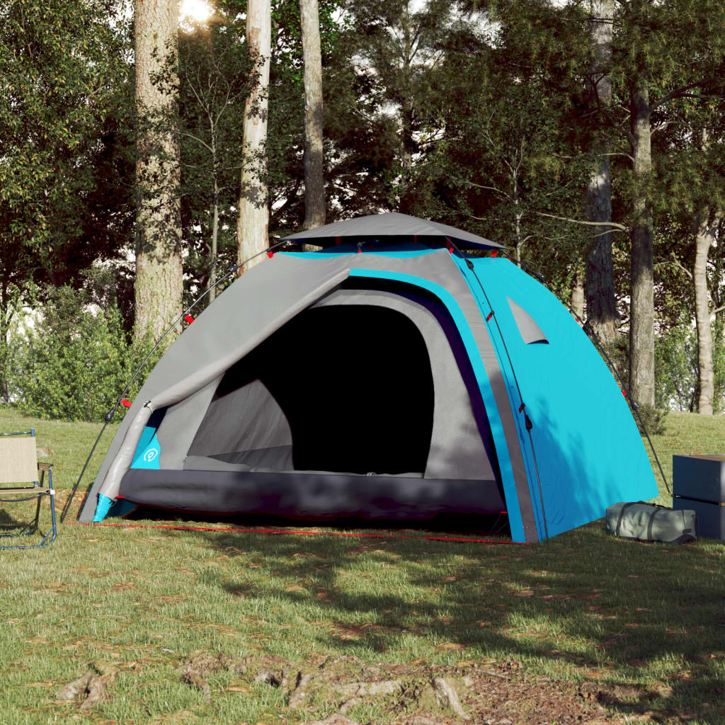 vidaXL Camping Tent Dome 4-Person Blue Quick Release