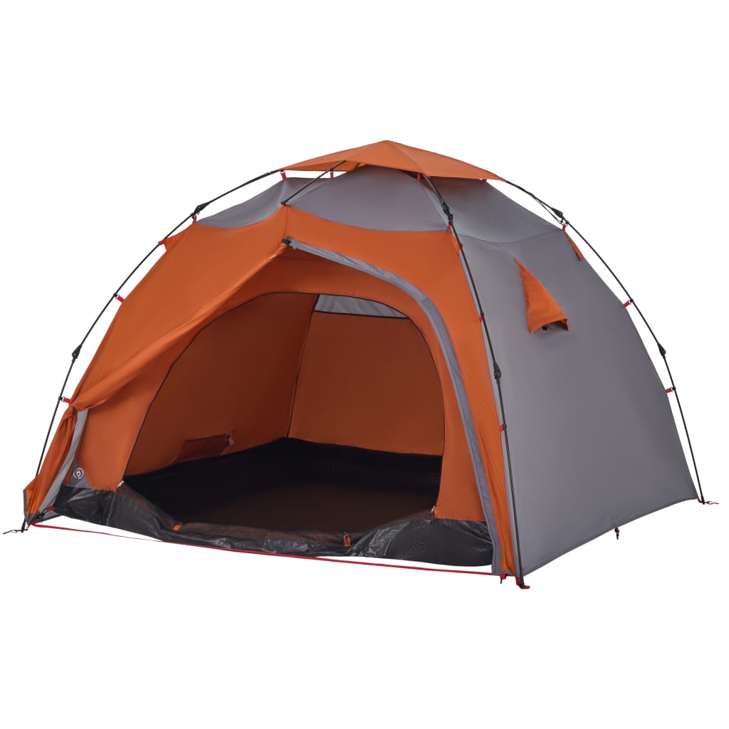 vidaXL Camping Tent Dome 4-Person Grey and Orange Quick Release