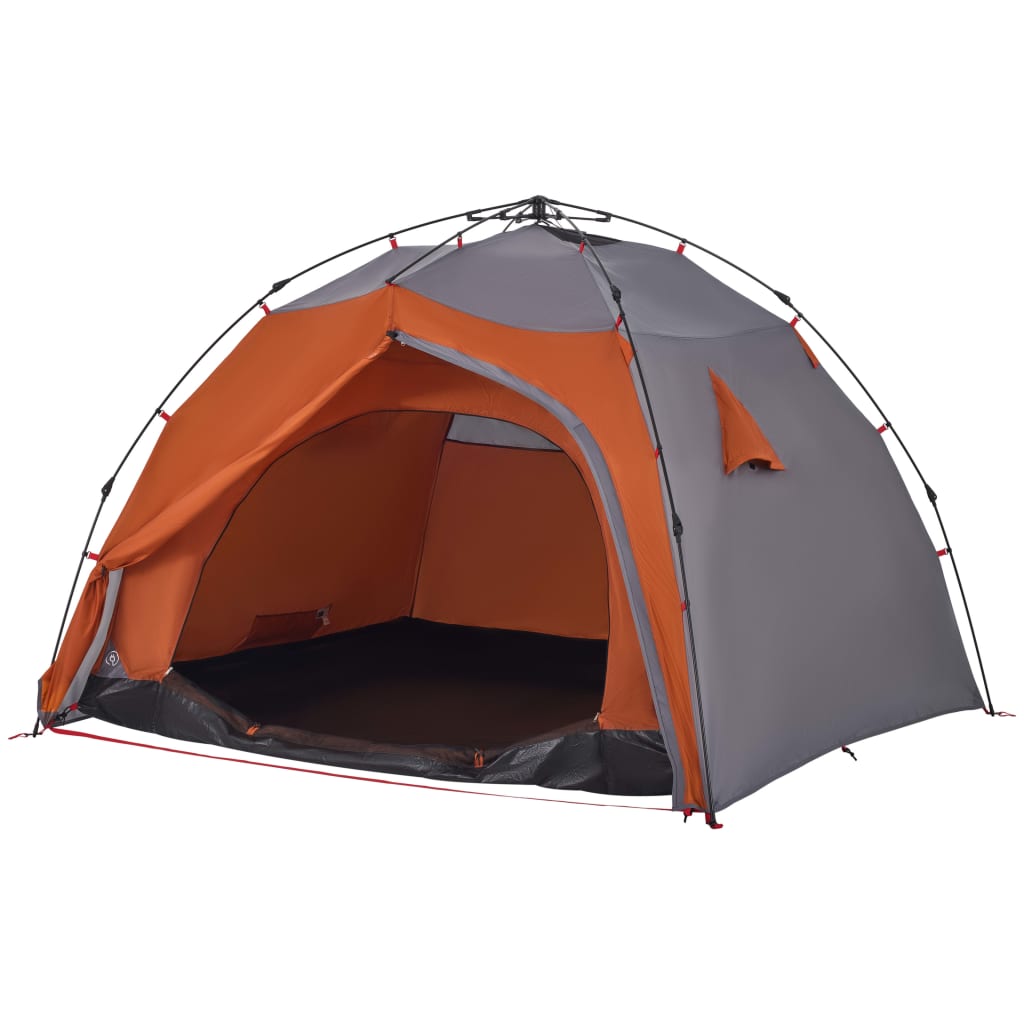 vidaXL Camping Tent Dome 4-Person Grey and Orange Quick Release