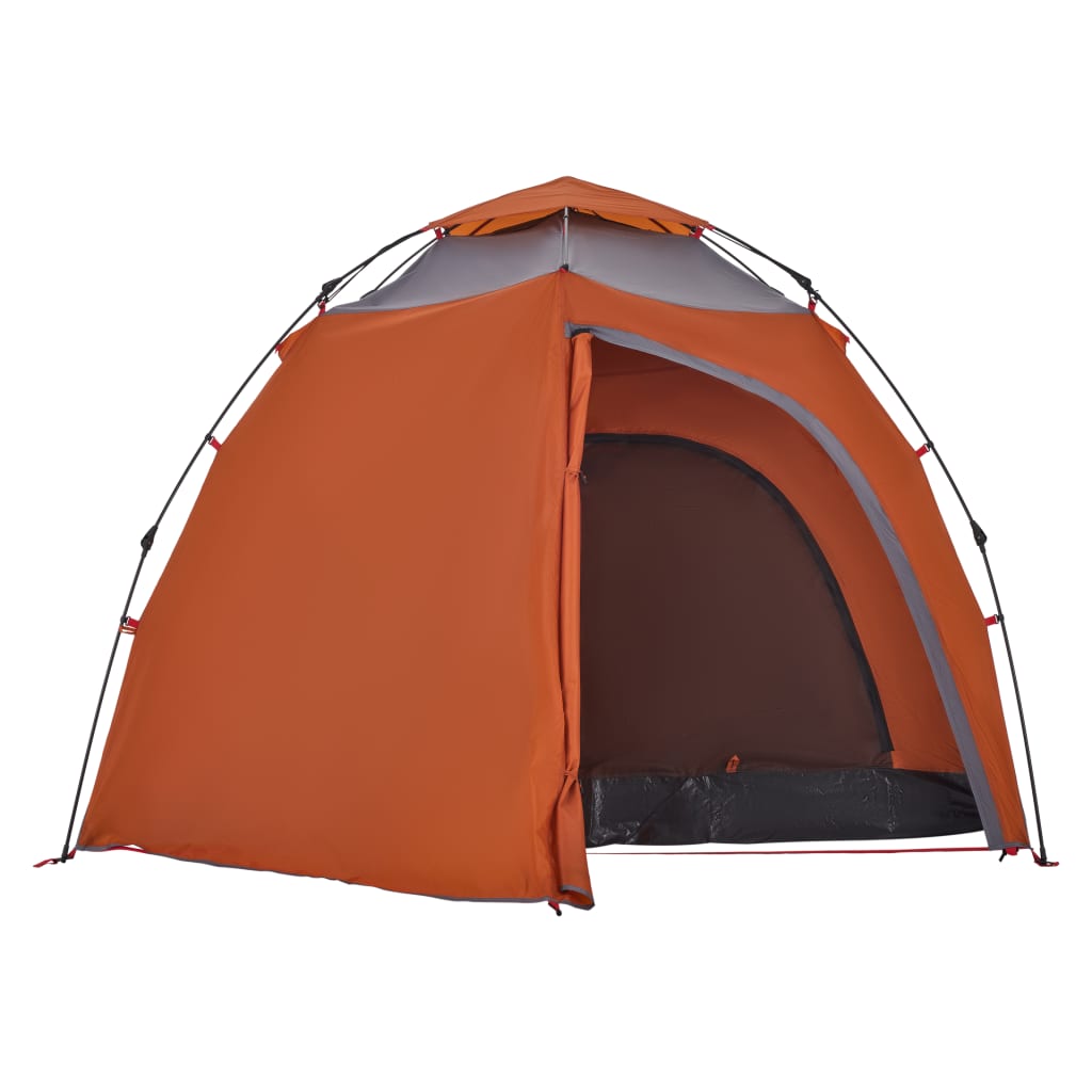 vidaXL Camping Tent Dome 4-Person Grey and Orange Quick Release