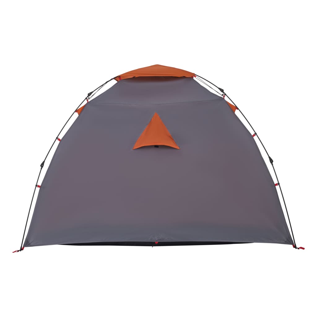 vidaXL Camping Tent Dome 4-Person Grey and Orange Quick Release