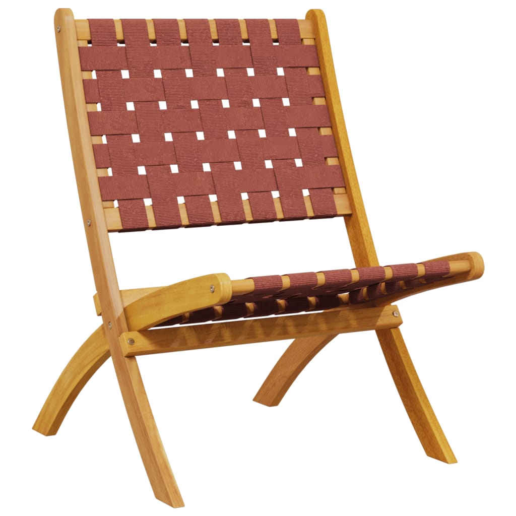 Folding Chairs 2 pcs Red Solid Wood Acacia and Fabric