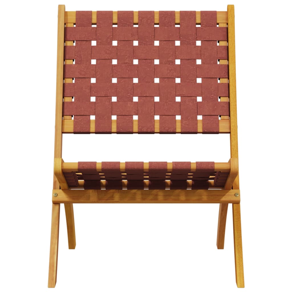 Folding Chairs 2 pcs Red Solid Wood Acacia and Fabric