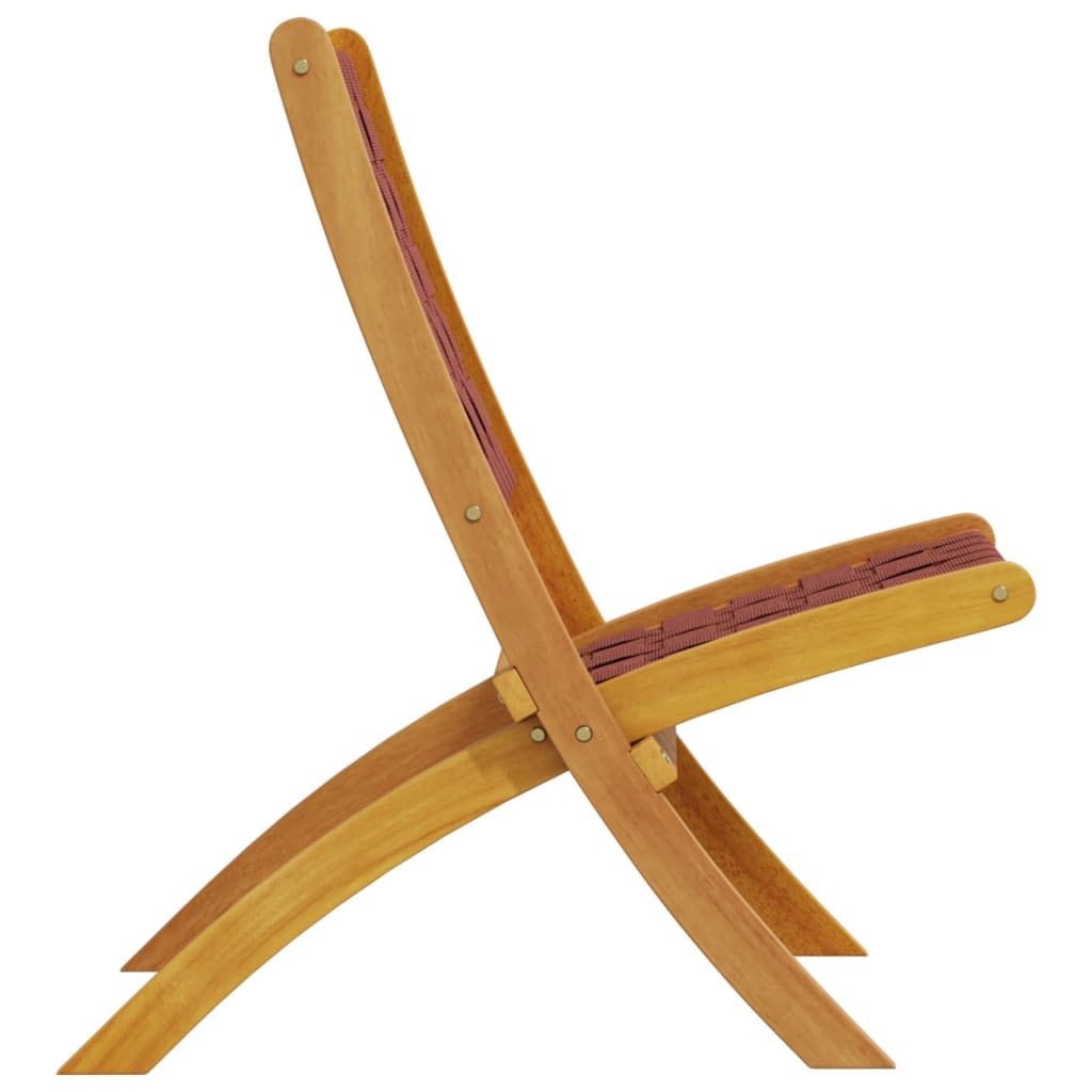 Folding Chairs 2 pcs Red Solid Wood Acacia and Fabric