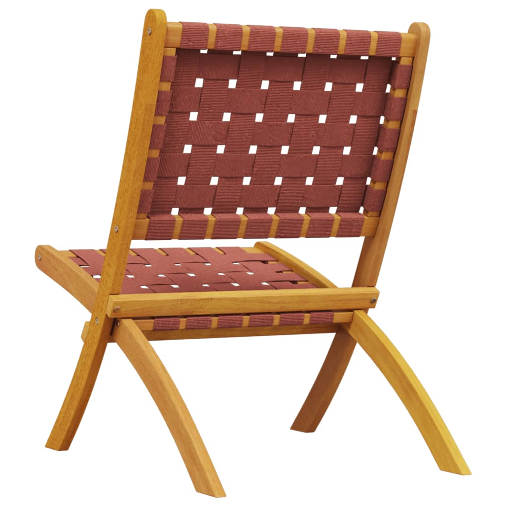 Folding Chairs 2 pcs Red Solid Wood Acacia and Fabric