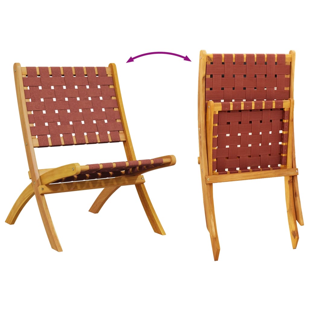 Folding Chairs 2 pcs Red Solid Wood Acacia and Fabric