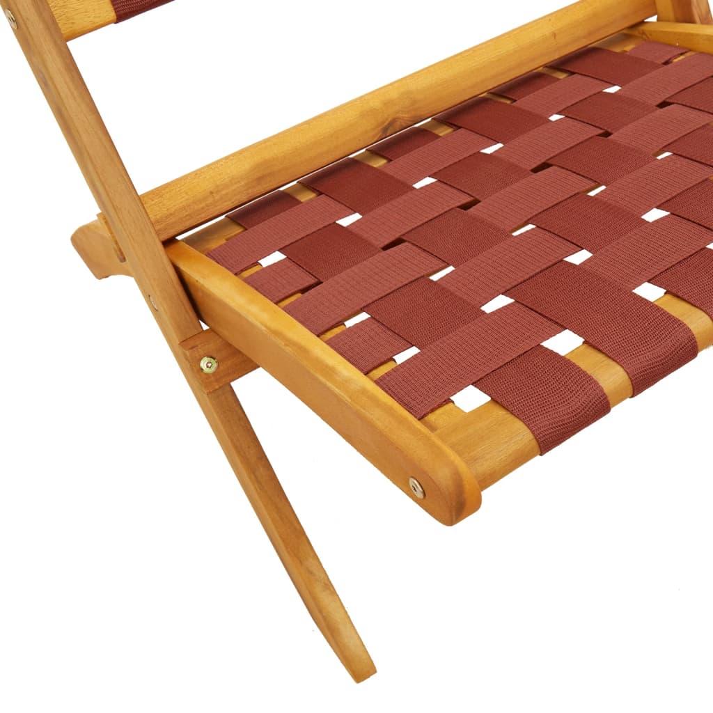 Folding Chairs 2 pcs Red Solid Wood Acacia and Fabric