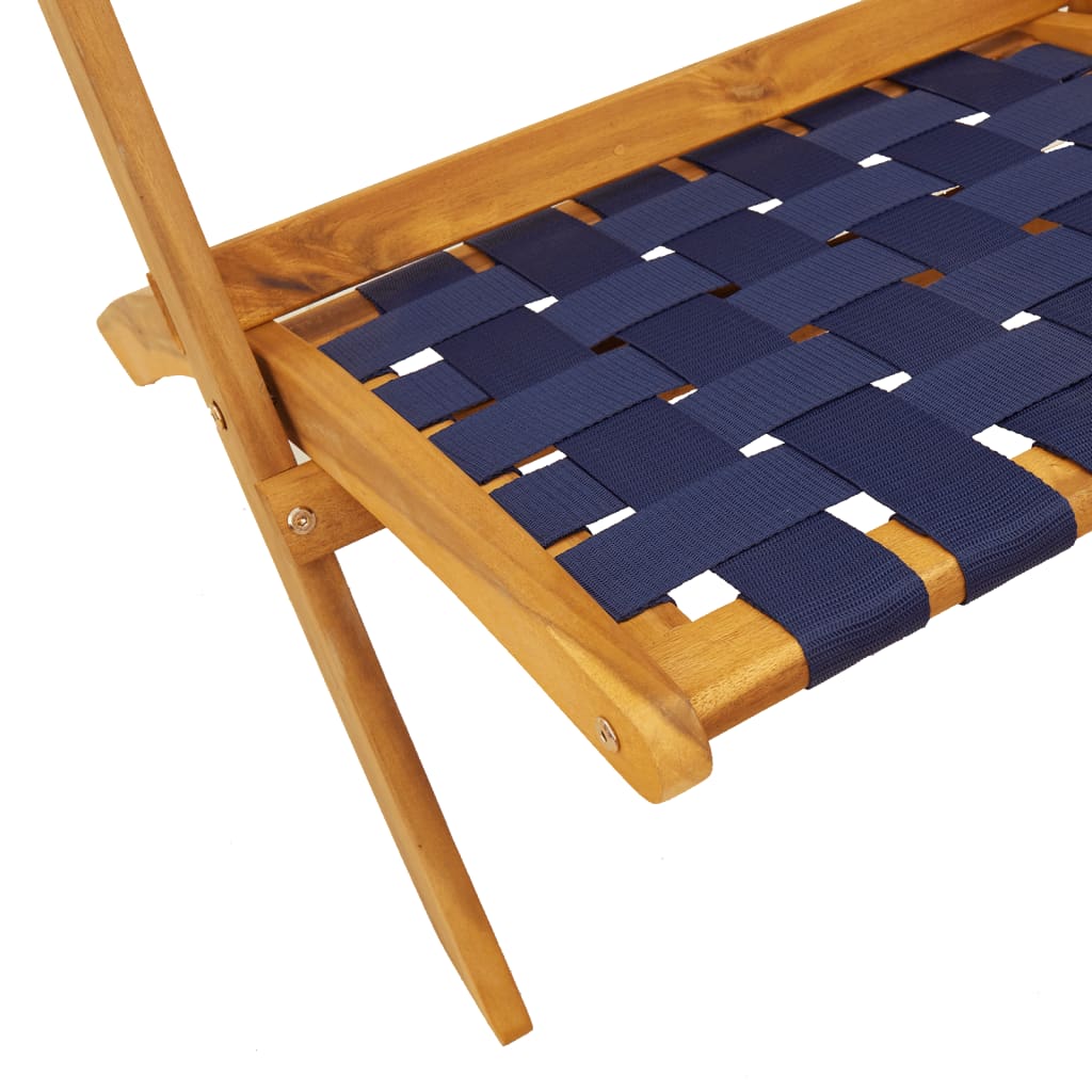 Folding Chairs 2 pcs Dark Blue Solid Wood Acacia and Fabric