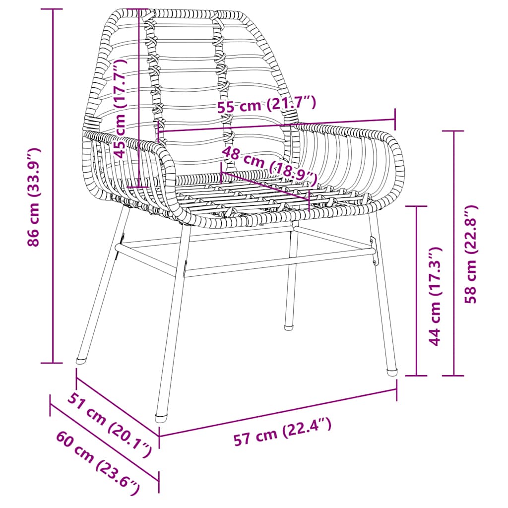 Garden Chairs 2 pcs Black Poly Rattan