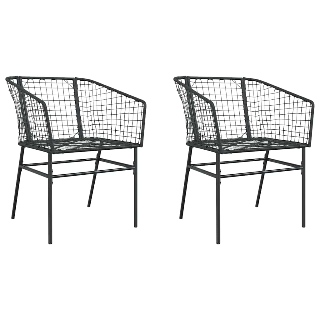 Garden Chair | Black | PE Rattan, Powder-Coated Steel | Durable