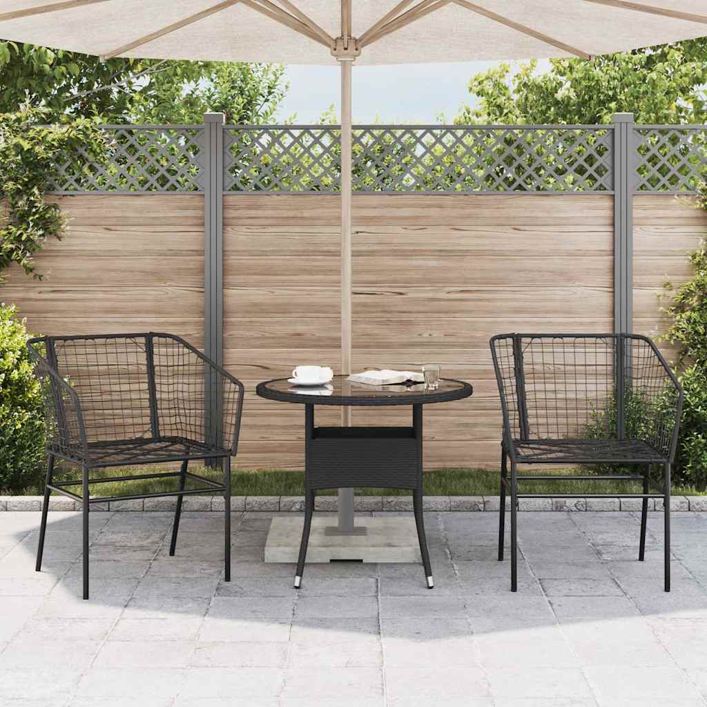 Garden Chair | Black | PE Rattan, Powder-Coated Steel | Durable